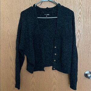 Fashion Nova Charcoal Button-Up Cardigan